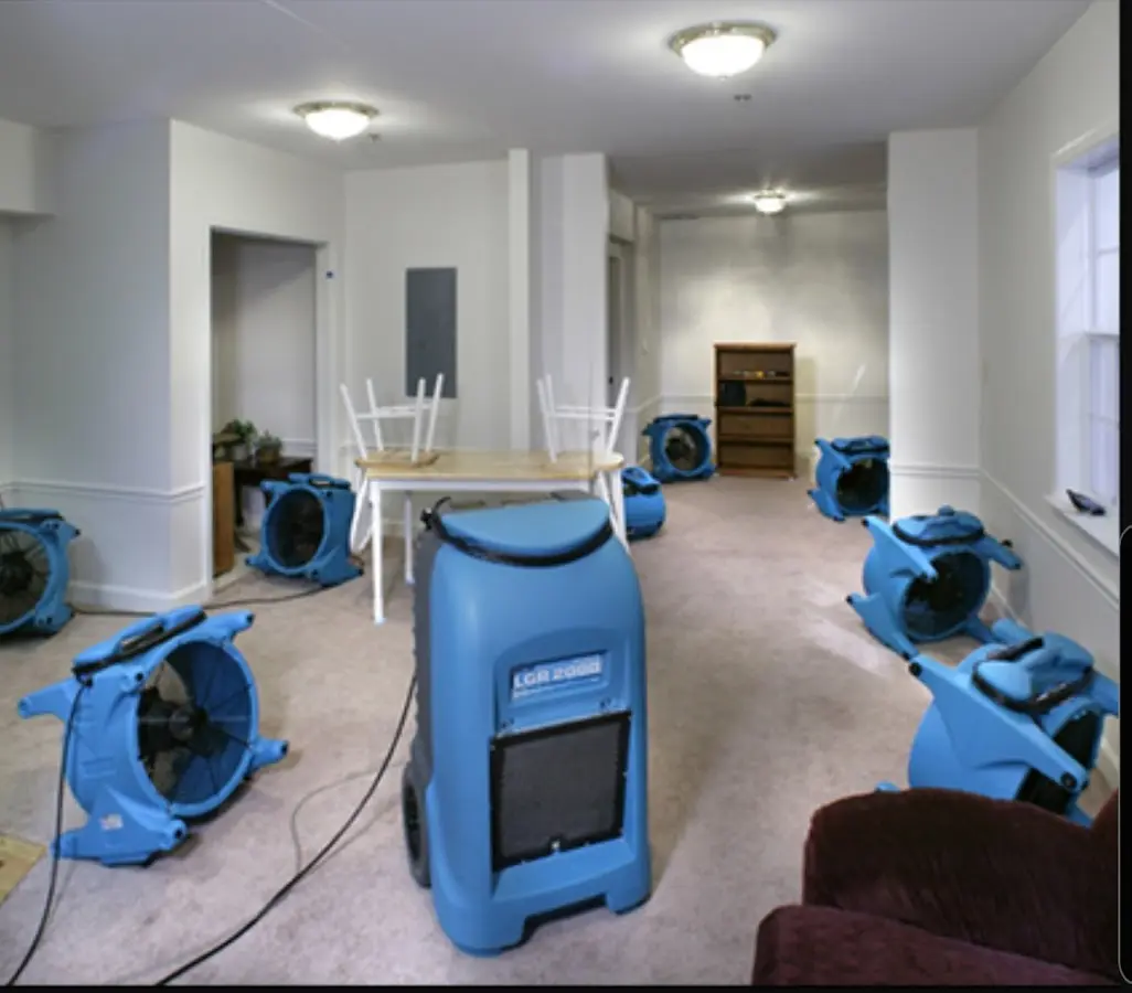 Air movers and dehumidifier setup for Water Extraction & Removal in Catskill